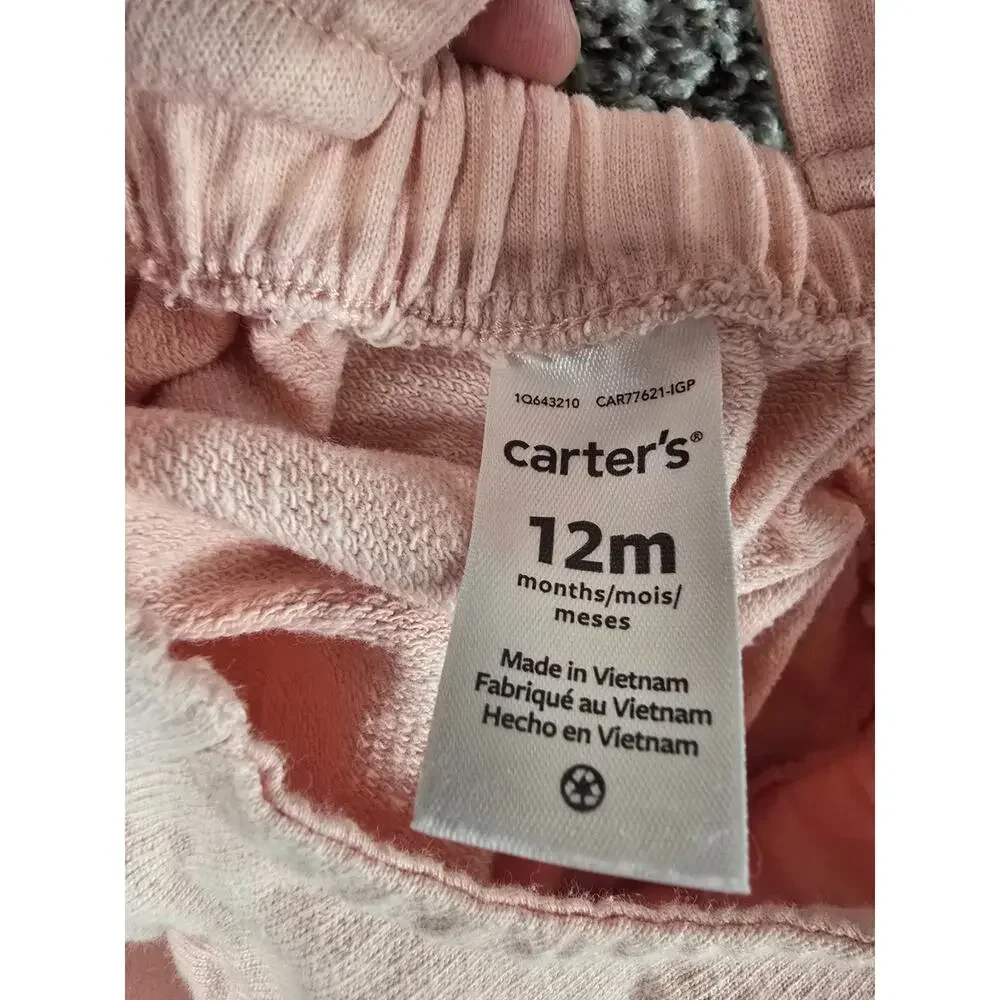 Carters Baby Girls Sz 12M Light Pink Bunny Rabbit Jumper Dress Easter